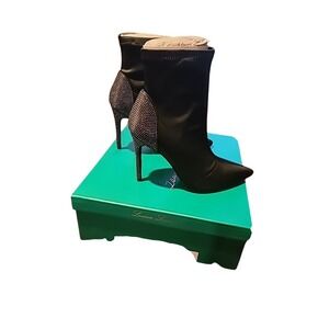 Lauren Lorraine Black Bedazzled Ankle Boot Black Size 7‎ Monique